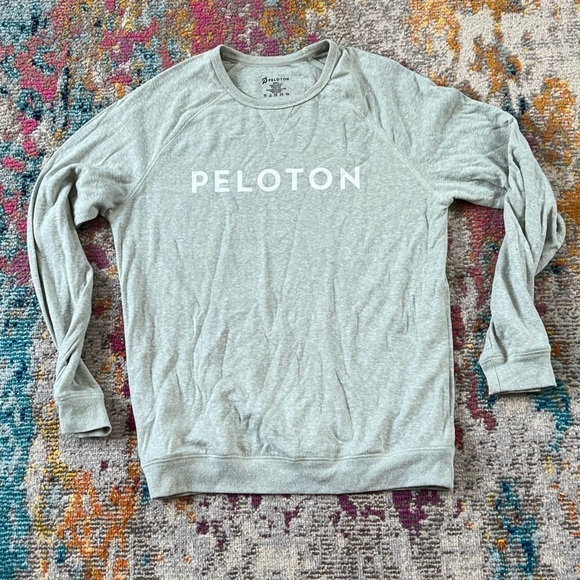 Women's Peloton Graphic Logo Lightweight Sweatshirt Cycling Green Pullover - Picture 1 of 5